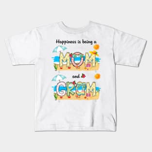 Happiness Is Being A Mom And Gram Summer Beach Happy Mother's Kids T-Shirt